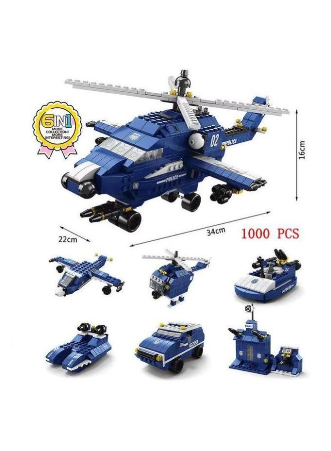 Sedra 1000 PCS Police Helicopter Building Blocks Set – Educational DIY Construction Toy for Kids - Image 3