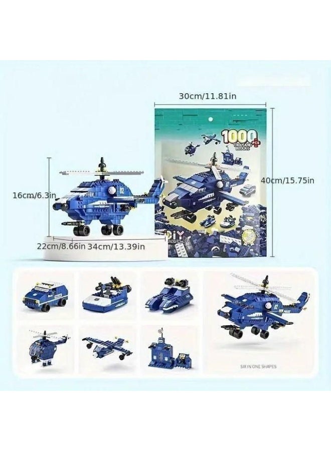 Sedra 1000 PCS Police Helicopter Building Blocks Set – Educational DIY Construction Toy for Kids - Image 4