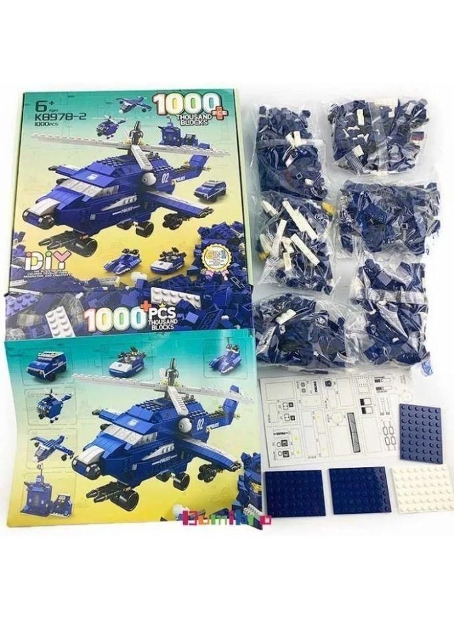 Sedra 1000 PCS Police Helicopter Building Blocks Set – Educational DIY Construction Toy for Kids - Image 2