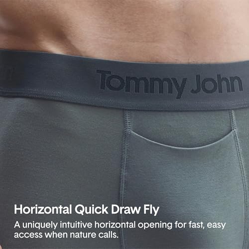 Tommy John Mens Boxer Briefs 8” Underwear, Second Skin Boxers with Supportive Contour Pouch Silky Soft Tagless Moisture Wicking Underwear Stretch Fabric, 3 pack, Black/Turbulence/Dress Blues, XXL - Image 4