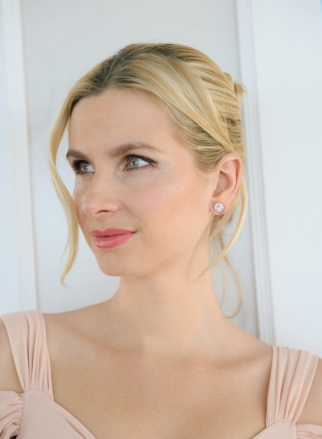Mariell Rose Gold Clip-On CZ Crystal Stud Earring, 2 Cwt., for Weddings, Brides, Prom, Birthday Gift - Image 2