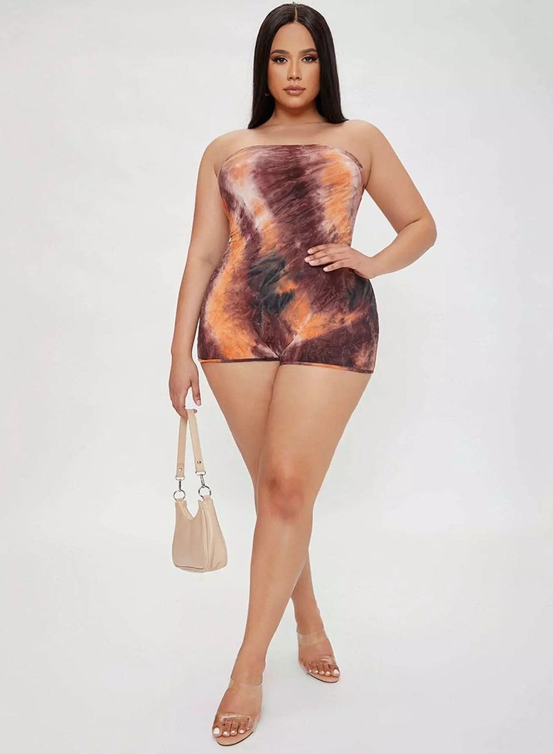 Plus Tie Dye Tube Romper - Image 1