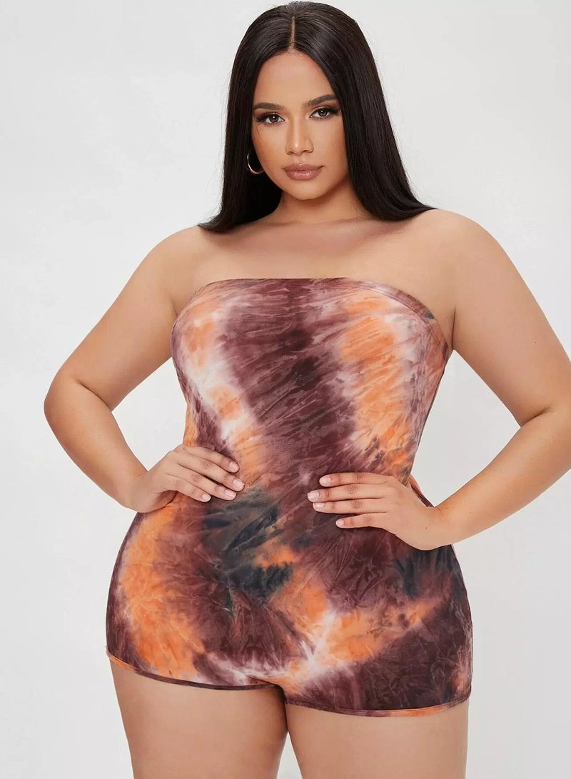 Plus Tie Dye Tube Romper - Image 5