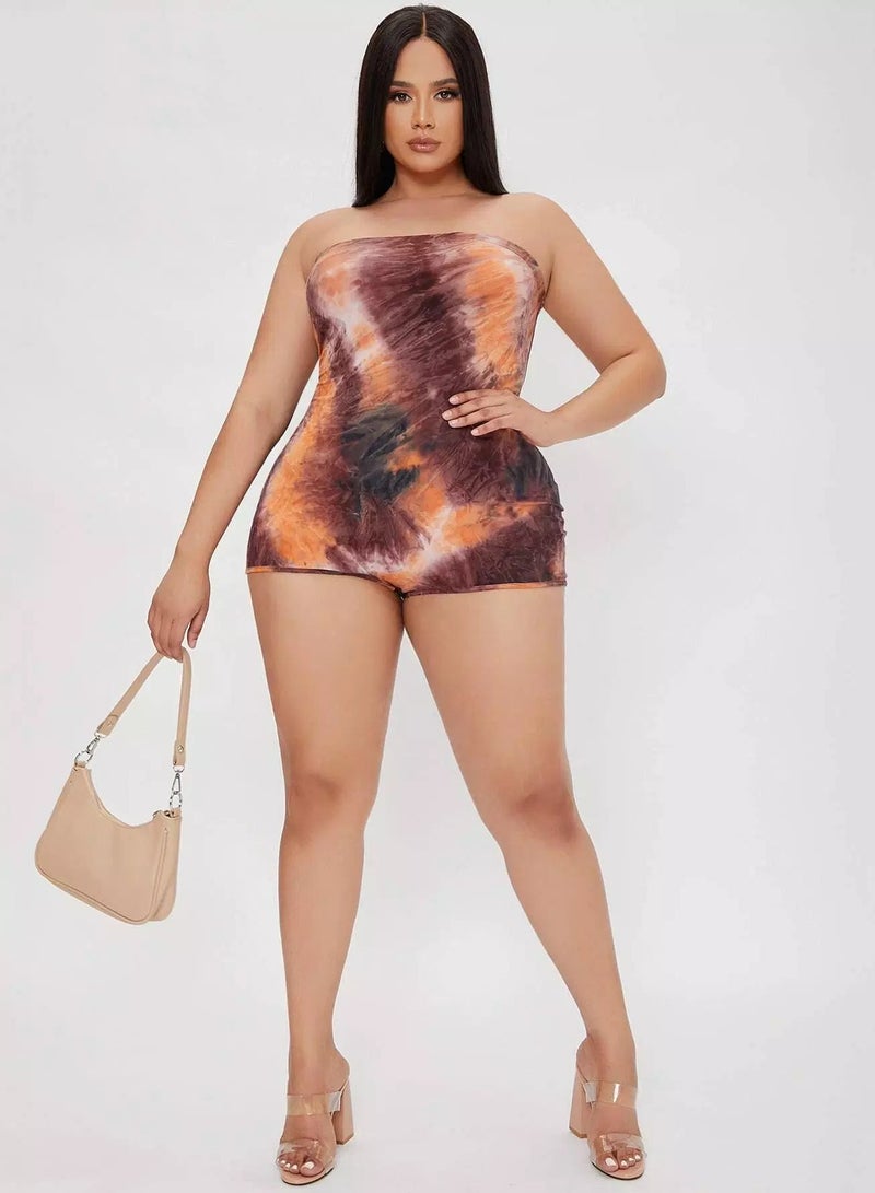 Plus Tie Dye Tube Romper - Image 4