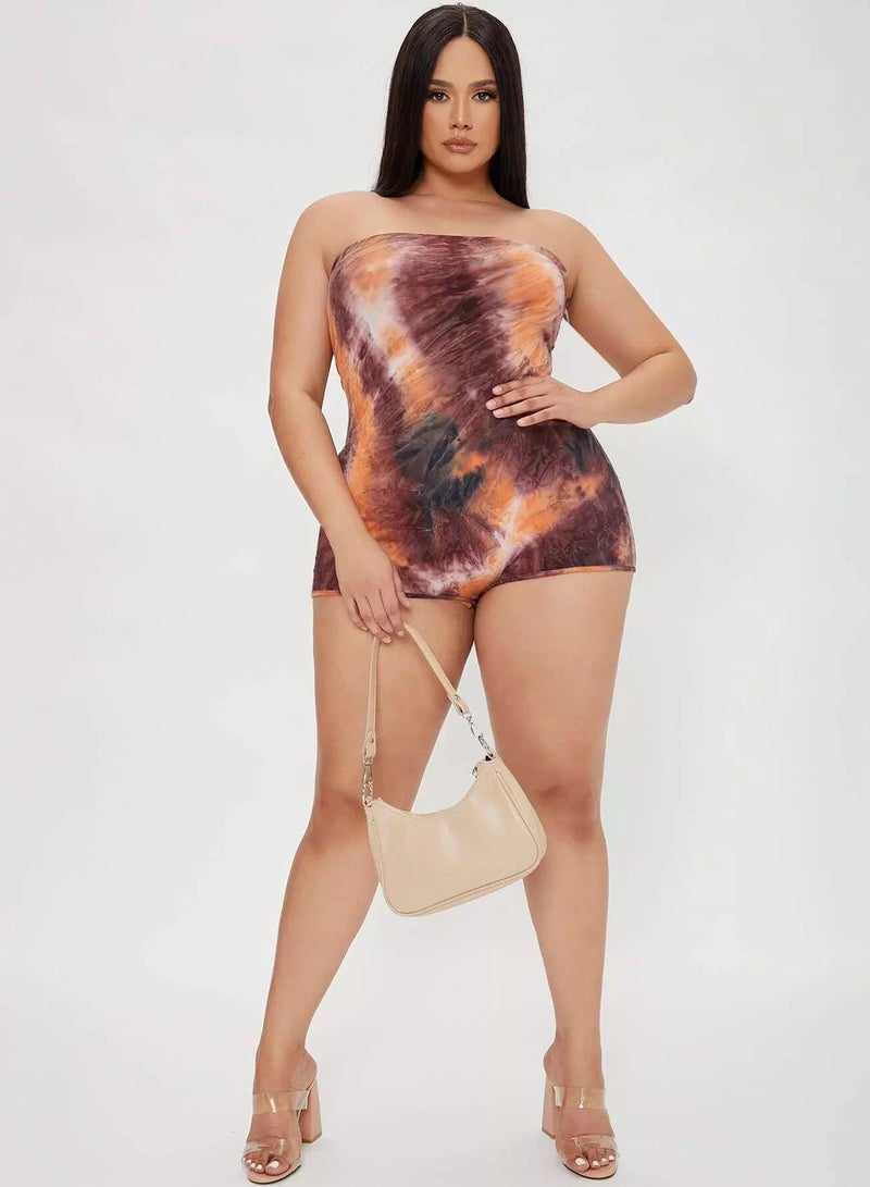 Plus Tie Dye Tube Romper - Image 3