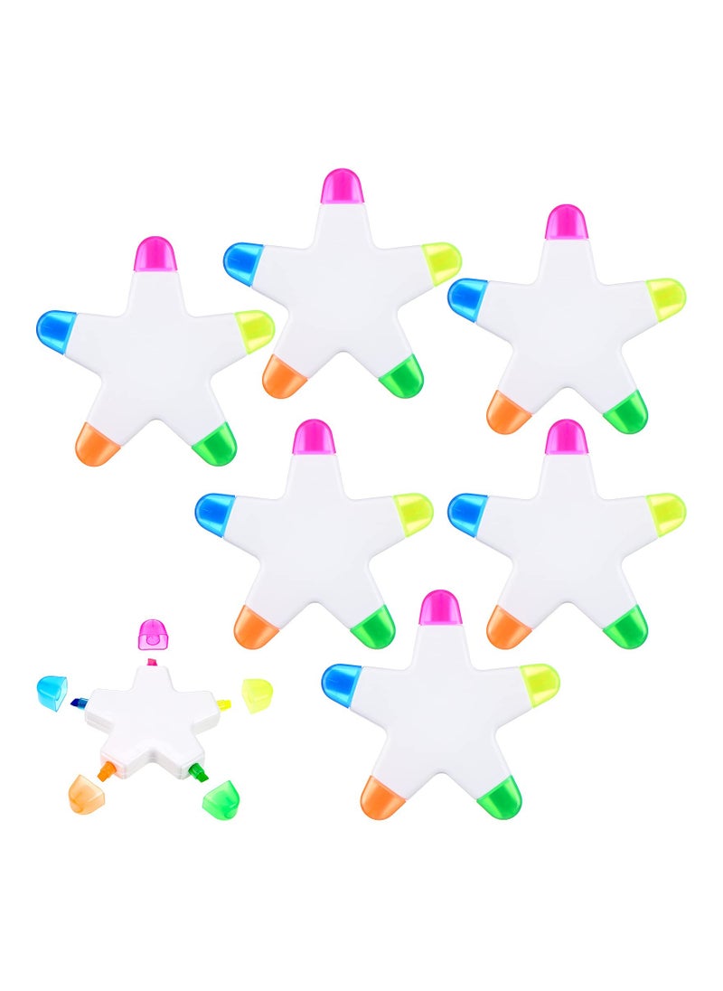 Generic - 6-Piece Star-Shaped Highlighter Set - Colorful Fluorescent Markers for Note Taking, 5-in-1 Watercolor Highlighter Pens for Vibrant and Creative Highlighting. - Image 1