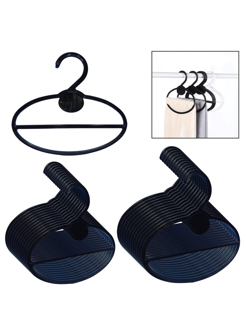 أورتوك شماعات تخزين الأوشحة 12 قطعة، شماعات أوشحة متعددة الوظائف، شماعات أوشحة متعددة الوظائف غير قابلة للانزلاق، شماعات وشاح، ربطات عنق ومعاطف، شماعات أوشحة بلاستيكية سوداء مدمجة للاستخدام المنزلي الداخلي والخارجي 17 سم × 15 سم - Image 1