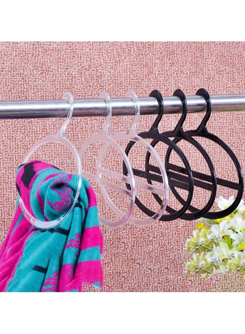 أورتوك شماعات تخزين الأوشحة 12 قطعة، شماعات أوشحة متعددة الوظائف، شماعات أوشحة متعددة الوظائف غير قابلة للانزلاق، شماعات وشاح، ربطات عنق ومعاطف، شماعات أوشحة بلاستيكية سوداء مدمجة للاستخدام المنزلي الداخلي والخارجي 17 سم × 15 سم - Image 5