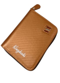 Kingdushi Men's RFID-Blocking Leather Wallet – Stylish Zipper Wallet for Cards, Cash & Coins