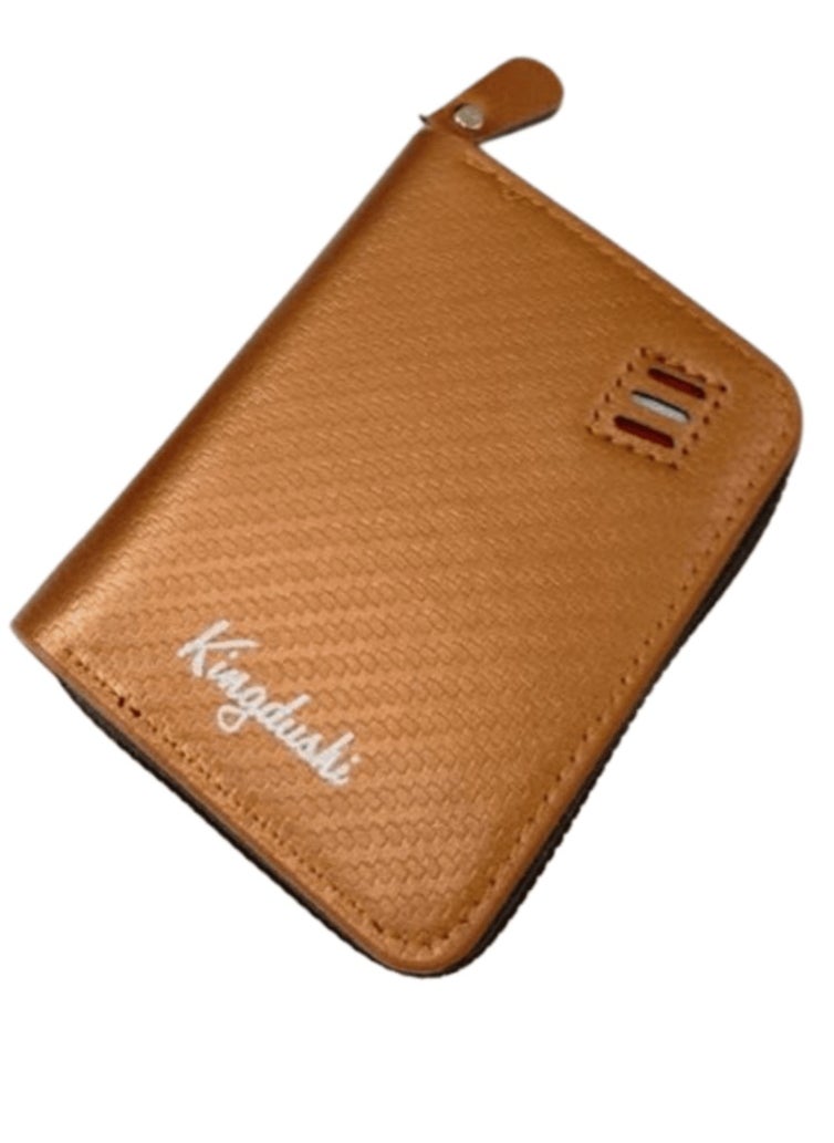 Kingdushi - Kingdushi Men's RFID-Blocking Leather Wallet – Stylish Zipper Wallet for Cards, Cash & Coins - Image 1