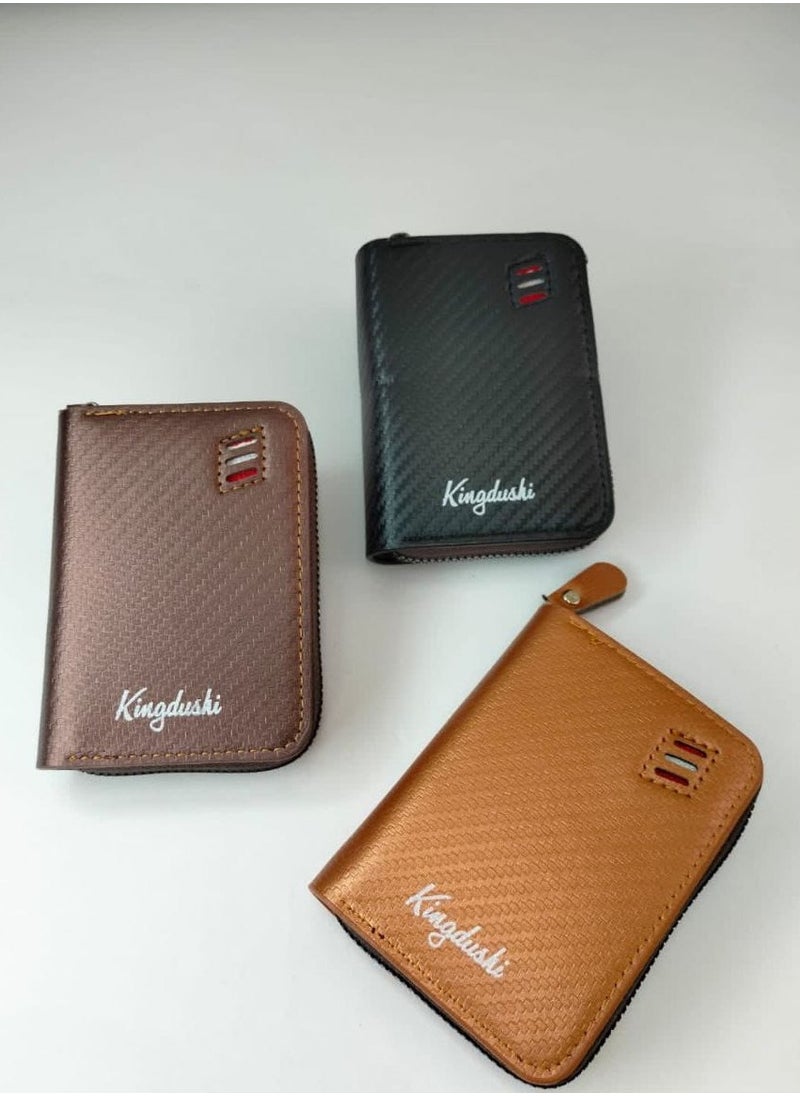 Kingdushi - Kingdushi Men's RFID-Blocking Leather Wallet – Stylish Zipper Wallet for Cards, Cash & Coins - Image 1