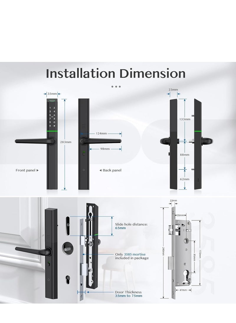 ROBUSTLINE - Electronic Smart Front Door Lock With 5 Function- Fingerprint Digital Deadbolt Smart Ic Card Keyless Bluetooth Key Smart App Remote Control 2 Years Warranty - Image 1