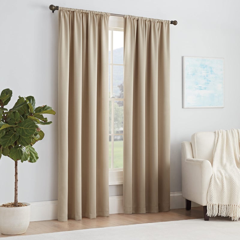 ECLIPSE Solid Thermapanel Modern Room Darkening Rod Pocket Window Curtain for Bedroom 1 Panel 54 in x 84 in Taupe
