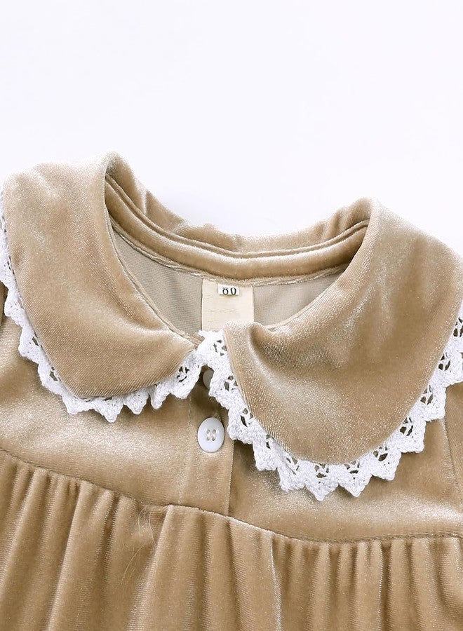 MYGBCPJS Toddler Baby Girl Christmas Dress Little Kids Velvet Warm Long Sleeve Ruffle Princess Skirt Pajamas Sleepwear - Image 3