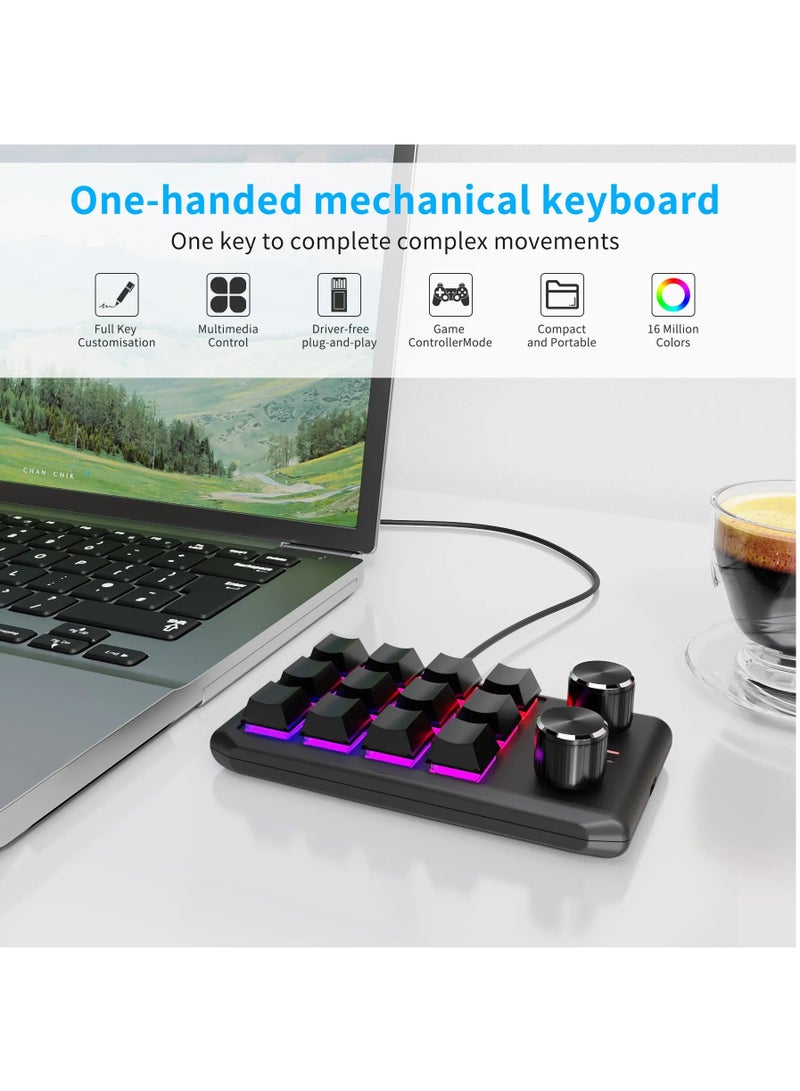 Programming Macro Custom 2 Knob Bluetooth Keyboard RGB 12 Key Copy Paste Mini on Gaming Keypad Mechanical Hotswap Macropad - Image 2