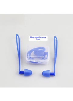Silicone Strap Earplugs Anti-Loss Water-Resistant Noise-Canceling Blue-Transparent Box