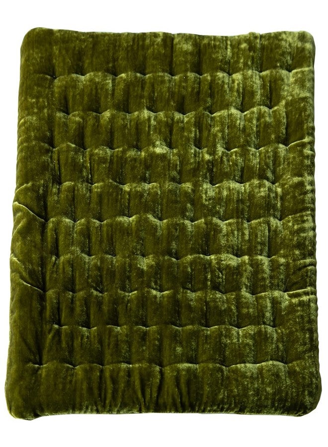 vctops Luxury Velvet Square Chair Pad Thin Soft and Comfy Chair Cushion Tufted Indoor Seat Cushion Pillow Tatami (Green,17"x17") - Image 2