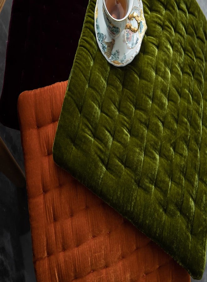 vctops Luxury Velvet Square Chair Pad Thin Soft and Comfy Chair Cushion Tufted Indoor Seat Cushion Pillow Tatami (Green,17"x17") - Image 5