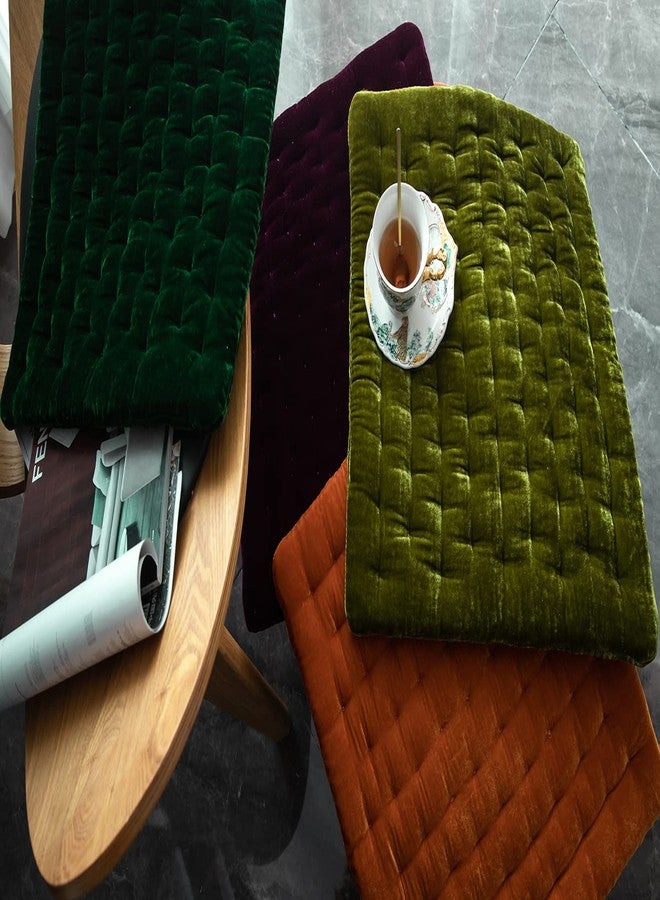vctops Luxury Velvet Square Chair Pad Thin Soft and Comfy Chair Cushion Tufted Indoor Seat Cushion Pillow Tatami (Green,17"x17") - Image 4