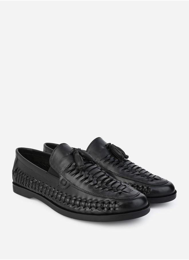 Styli - Genuine Leather Handmade Woven Tassel Loafers - Image 1
