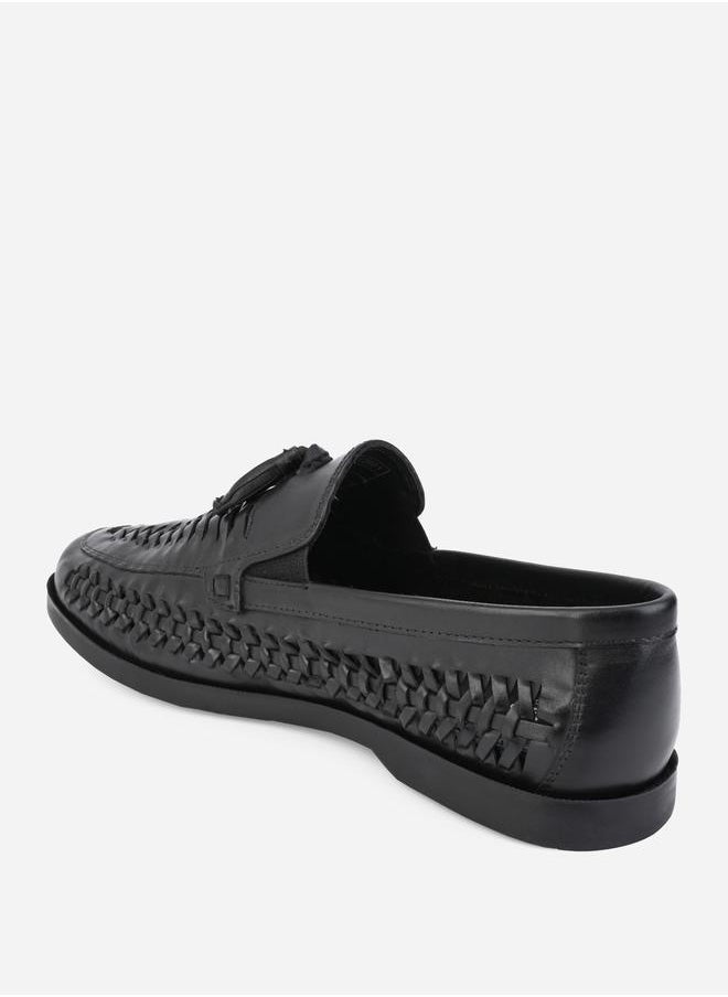 Styli - Genuine Leather Handmade Woven Tassel Loafers - Image 1