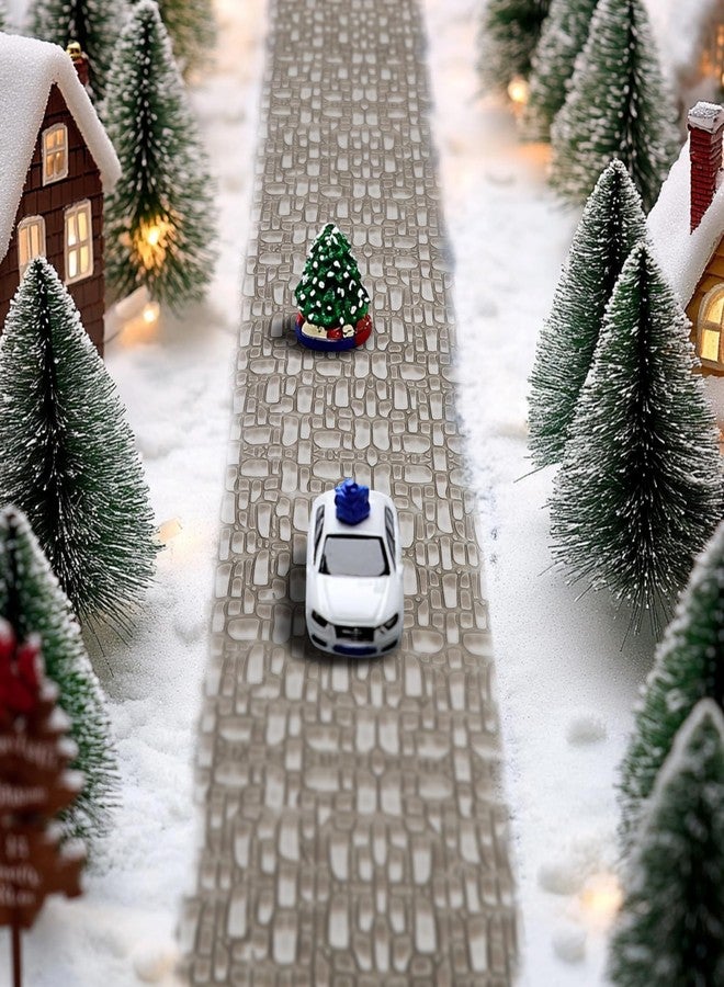 Iceyyyy 4 Pcs Christmas Village Cobblestone Road-39 x 3.5 Inch Cuttable Christmas Village Landscape Road-Miniature Xmas Villages Accessories for DIY Home Garden Street Landscape Decorations - Image 5
