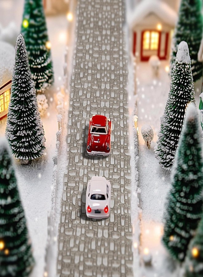 Iceyyyy 4 Pcs Christmas Village Cobblestone Road-39 x 3.5 Inch Cuttable Christmas Village Landscape Road-Miniature Xmas Villages Accessories for DIY Home Garden Street Landscape Decorations - Image 4