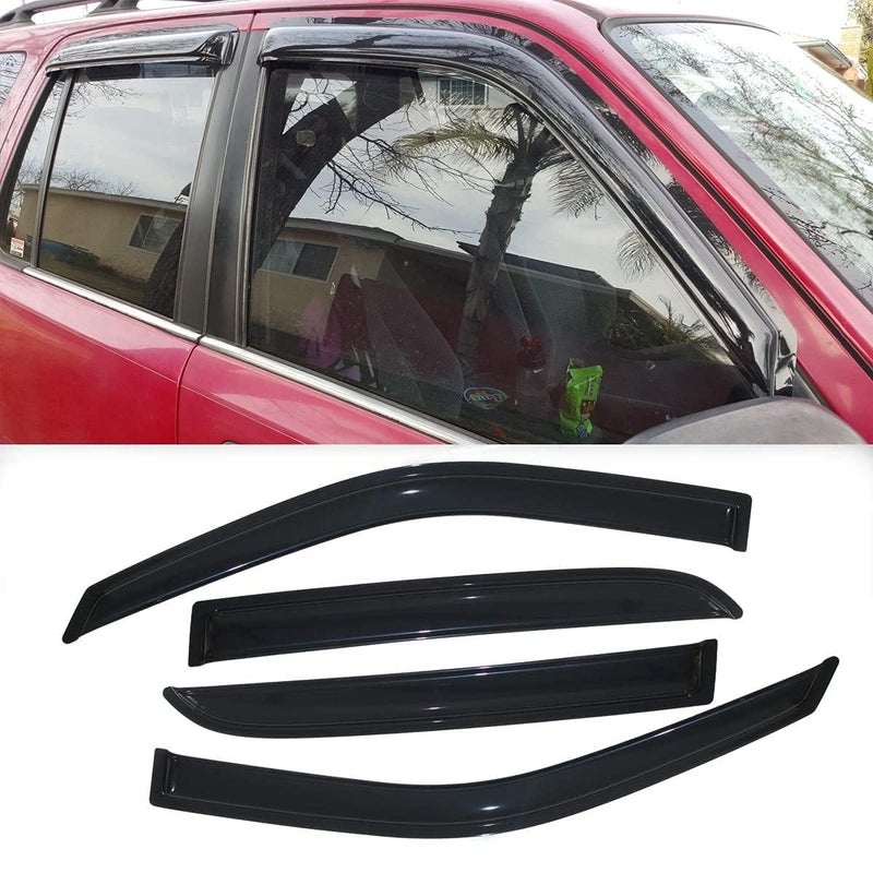 Puermto 94113 Side Window Wind Vent Deflector4pcs OutChannel TapeOn Nice Shade Rain Guards SetDark Smoke window visors fit for 19972001 Honda CRV