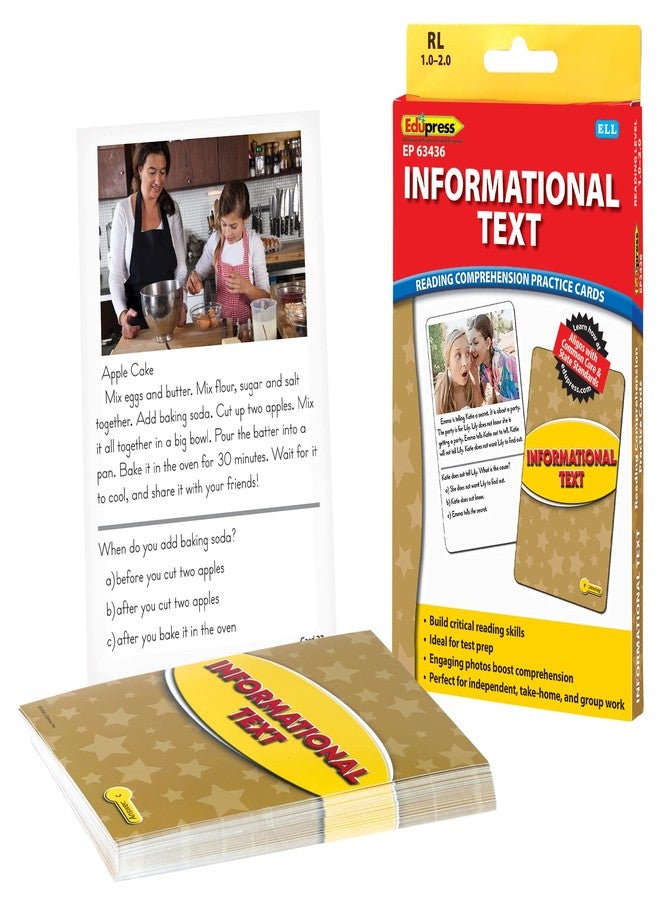 Edupress Reading Comprehension Practice Cards, Informational Text, Yellow Level (EP63436) - Image 1