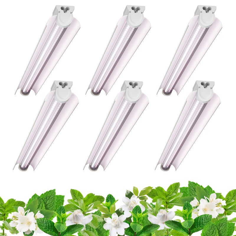 Barrina LED Grow Lights, Full Spectrum, 180W(6 x 30W, 1000W Equivalent), 3ft Grow Light Strips, T8 Grow Light Bulbs, Plant Lights for Indoor Plants, Greenhouse, Pinkish White, Linkable Design, 6-Pack - Image 1