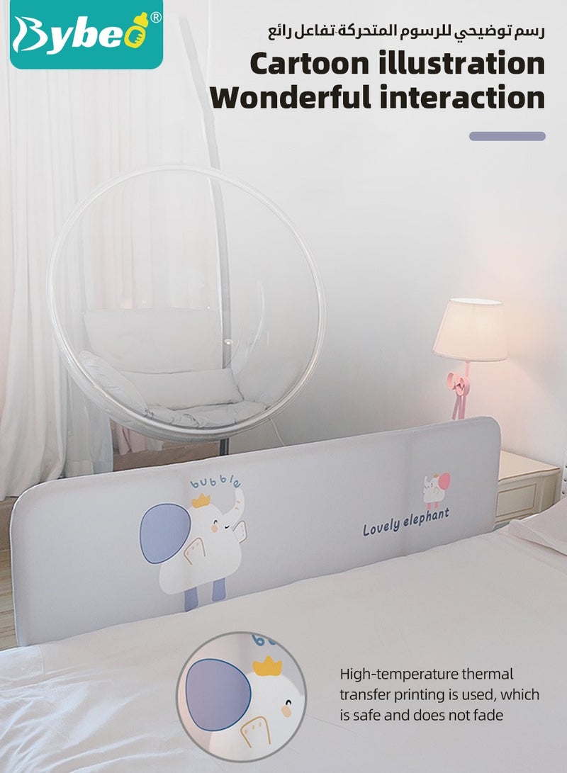 Bybeo Bed Rails Guard, Collapsible Baby Side Bed Rail, Installation-free Kids' Safety Bed Fence, Upgraded Adjustable Height Barrier, Foldable Safeguard Protector for Queen King Twin Bed, 120cm - Image 2