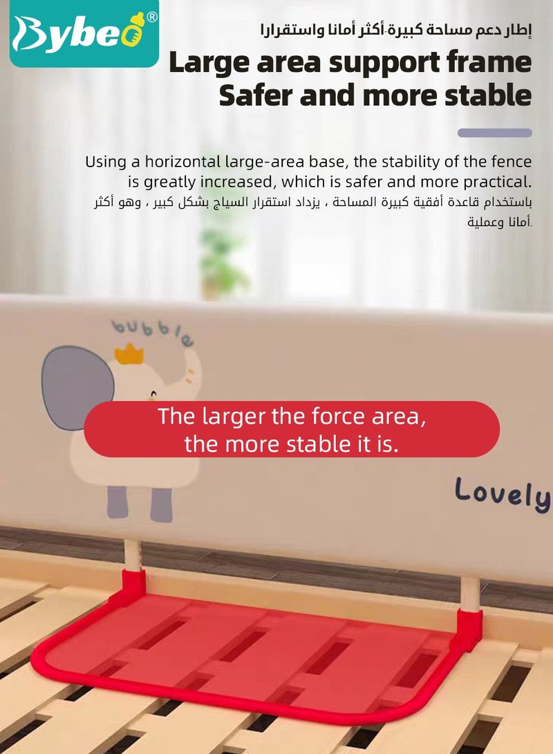 Bybeo Bed Rails Guard, Collapsible Baby Side Bed Rail, Installation-free Kids' Safety Bed Fence, Upgraded Adjustable Height Barrier, Foldable Safeguard Protector for Queen King Twin Bed, 120cm - Image 4