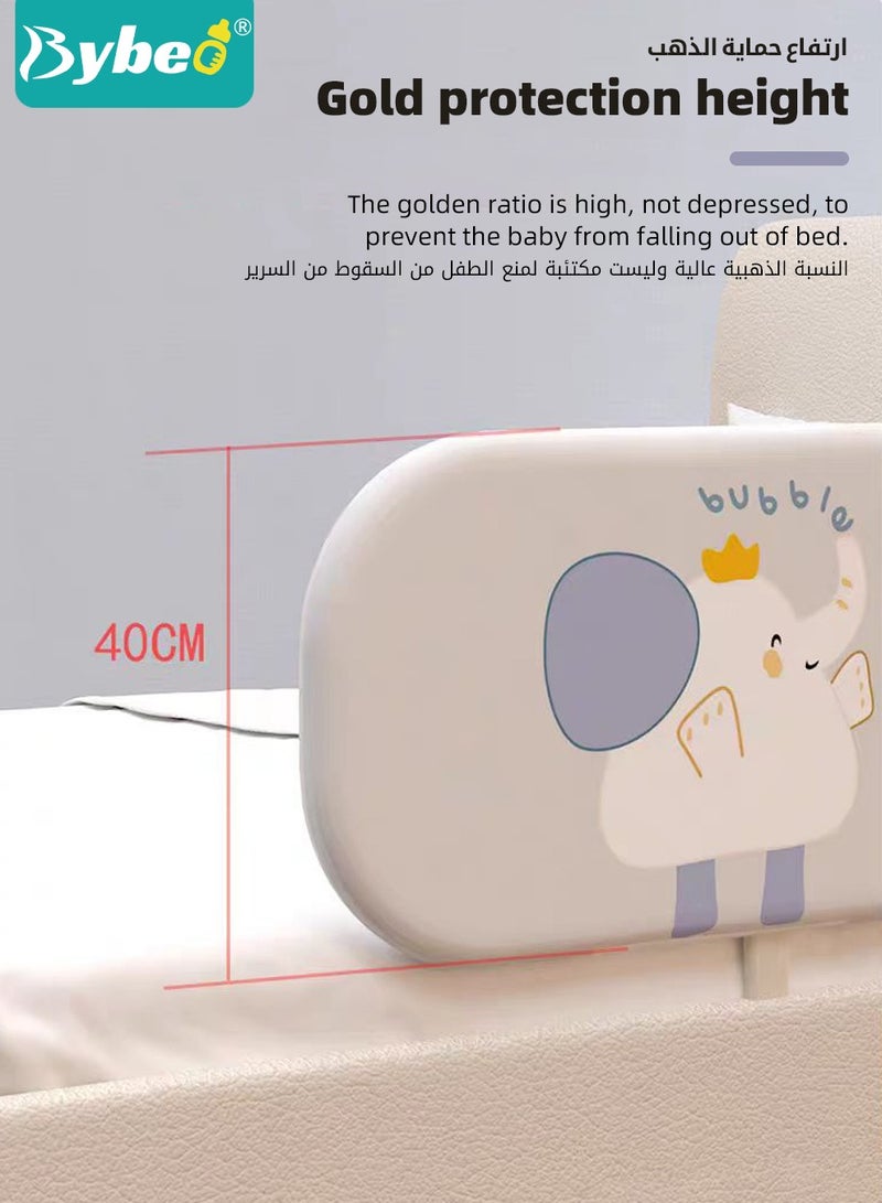 Bybeo Bed Rails Guard, Collapsible Baby Side Bed Rail, Installation-free Kids' Safety Bed Fence, Upgraded Adjustable Height Barrier, Foldable Safeguard Protector for Queen King Twin Bed, 120cm - Image 5