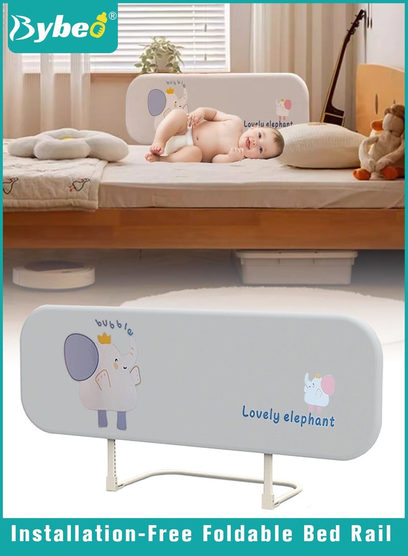 Bybeo Bed Rails Guard, Collapsible Baby Side Bed Rail, Installation-free Kids' Safety Bed Fence, Upgraded Adjustable Height Barrier, Foldable Safeguard Protector for Queen King Twin Bed, 120cm - Image 1