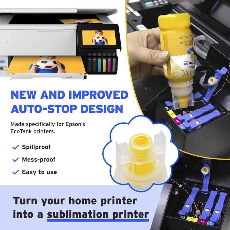 Universal Sublimation Ink Refill for All Inkjet Printers Heat Press Transfer on Mugs, Bag,T-Shirts,Pillows, Phone,Case, 70 ML,4 PACK (Black,Cyan,Magenta, Yellow) - Image 3