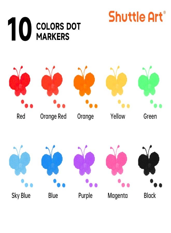 Shuttle Art Dot Markers, 10 Colors Washable Markers for Toddlers,Bingo Daubers Supplies Kids Preschool Children, Non Toxic Water-Based - Image 2