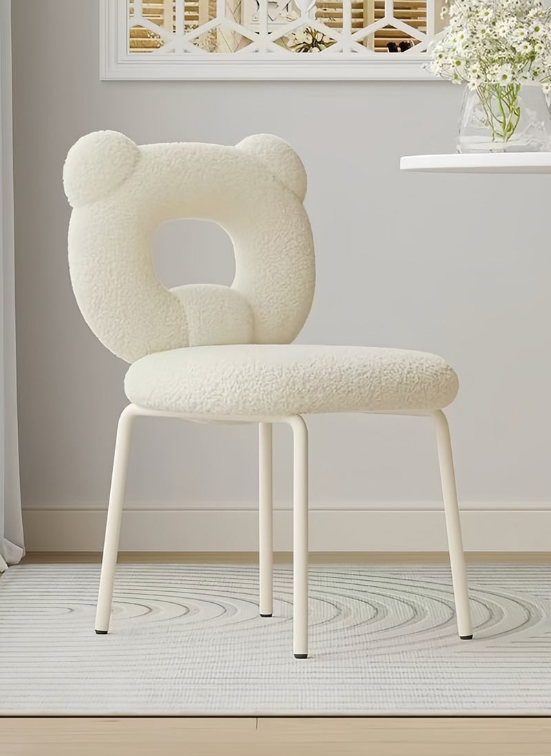 Sharpdo Vanity Chair with Adorable Bear Shaped Backrest, Makeup Stool with Metal Legs for Vanity Desk, Vanity Seat for Bedroom，Lamb Fabric Reading Chair for - Image 4