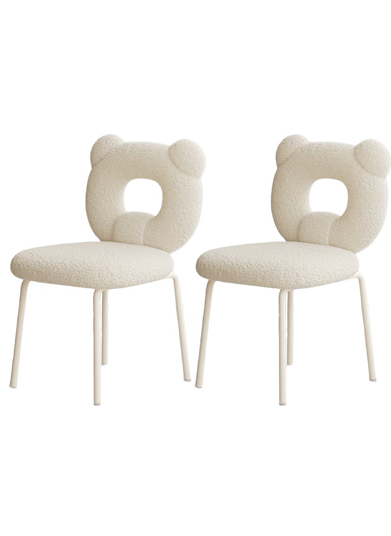 Sharpdo Vanity Chair with Adorable Bear Shaped Backrest, Makeup Stool with Metal Legs for Vanity Desk, Vanity Seat for Bedroom，Lamb Fabric Reading Chair for - Image 1