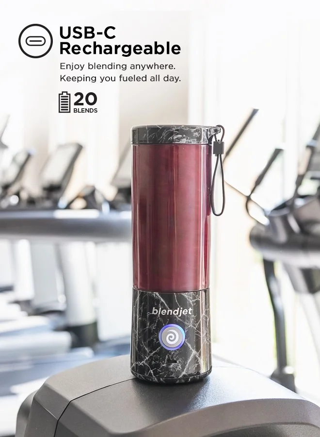blendjet V2 Portable Blender Smoothie Maker, Personal Blender, Fruit Blender, Leak Proof Juicer, BPA-Free 475ml 200W Sports Bottle, USB-C Rechargeable, Ice Crusher with Stainless Steel Blades - Black Marble