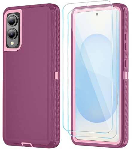 ONOLA Compatible with Samsung Galaxy S25 Edge Case with HD Screen Protector Heavy Duty Shockproof Dropproof 3Layer Cover Phone Case for Galaxy S25 Edge WineRedPink - Image 1