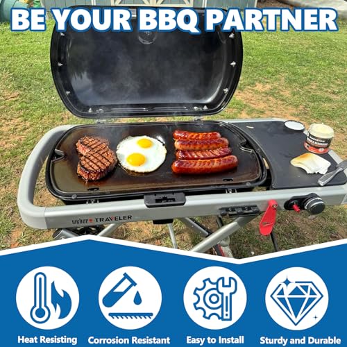 SafBbcue Cast Iron Cooking Griddle for Weber Traveler Portable Series Gas Grill, Griddle Plate for Weber 9010001 9011701 9013001 9020001 9030001 Traveler Portable Grill, Griddle with Carry Bag - Image 3