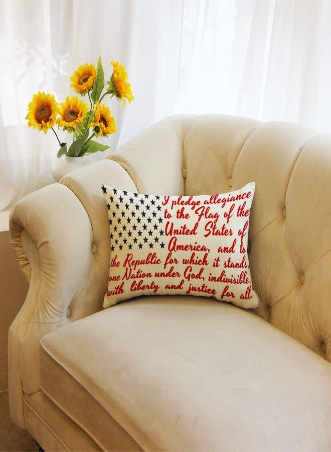 Ogiselestyle 4th of July Patriotic Throw Pillow Cover 12x20 Inch, Memorial Day American USA Flag Decoration for Sofa Couch - Image 3