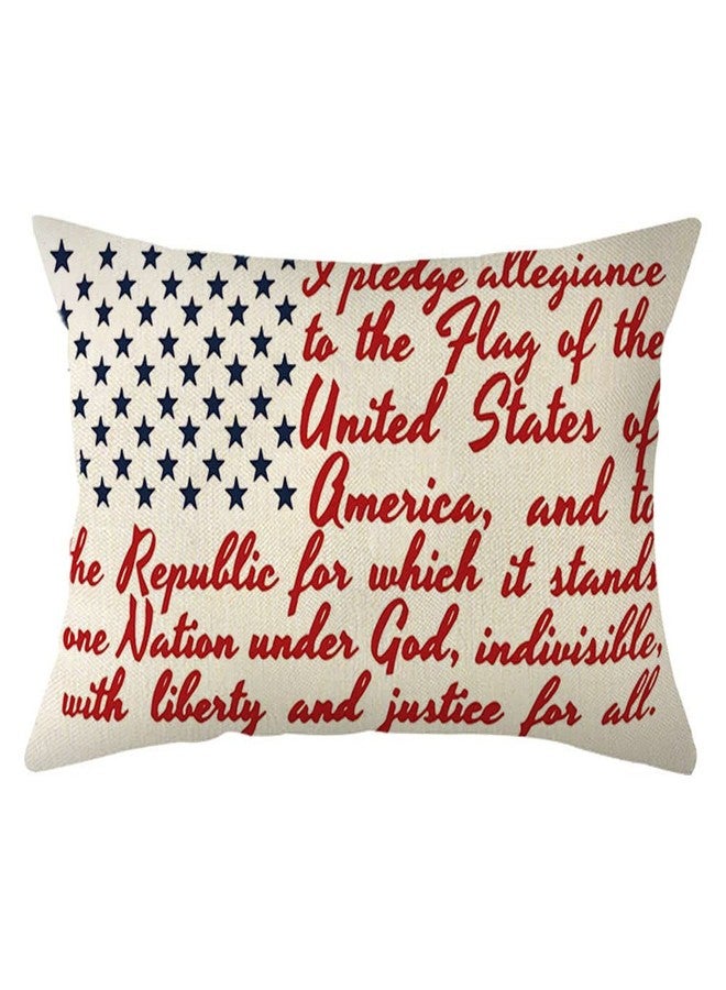 Ogiselestyle 4th of July Patriotic Throw Pillow Cover 12x20 Inch, Memorial Day American USA Flag Decoration for Sofa Couch - Image 1