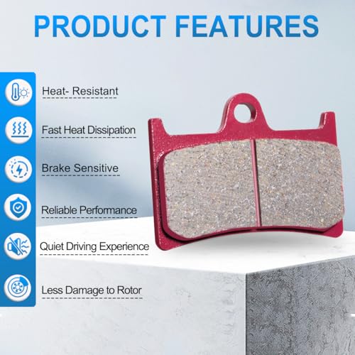 S SYUU Ceramic Motorcycle Brake Pads Compatible with Suzuki GSXR750 GSXR600 K6/K7/K8/K9/L0 06-10 GSXR1000 K7/K8 07-08 GSX1300R Hayabusa 08-12 DL1000 Vstrom 14-20 DL1000XT Vstrom 2018-2020 FA379F FA419 - Image 3
