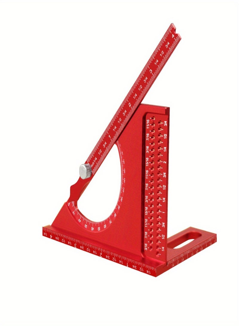 Woodworking Aluminum Alloy Semi - circular Triangular Ruler, Marking Ruler, 3D Adjustable, with 180 - degree Quick Marking, Protractor - Image 2