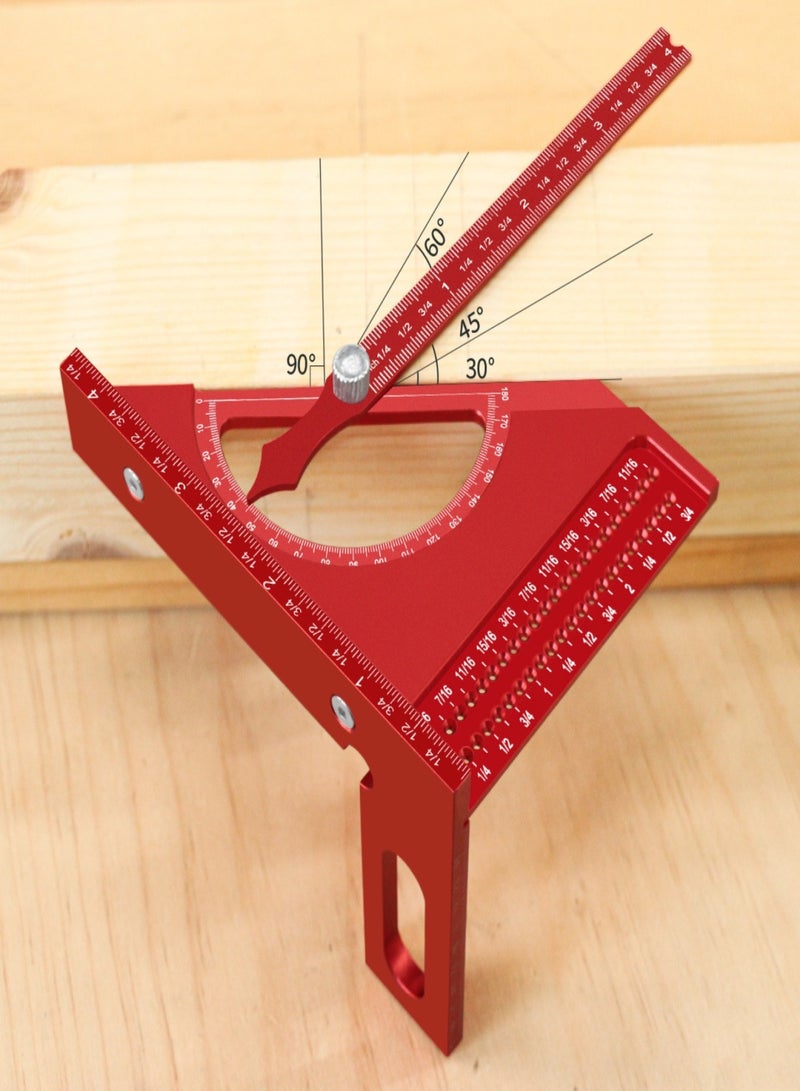Woodworking Aluminum Alloy Semi - circular Triangular Ruler, Marking Ruler, 3D Adjustable, with 180 - degree Quick Marking, Protractor - Image 5