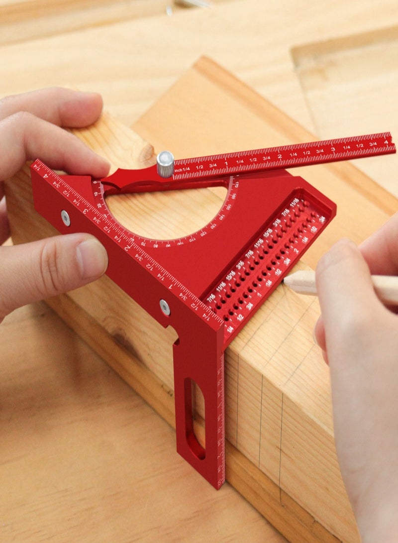 Woodworking Aluminum Alloy Semi - circular Triangular Ruler, Marking Ruler, 3D Adjustable, with 180 - degree Quick Marking, Protractor - Image 4