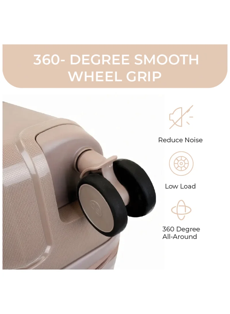 Reflection Reflection PP Carry On Suitcase Airline Approved, Scratchproof Lightweight 24 Inch  Luggage- 360° Silent Wheels, PP Hard Luggage Trolley, Spinner Wheels, Travel Luggage  (24-Inch , Beige)