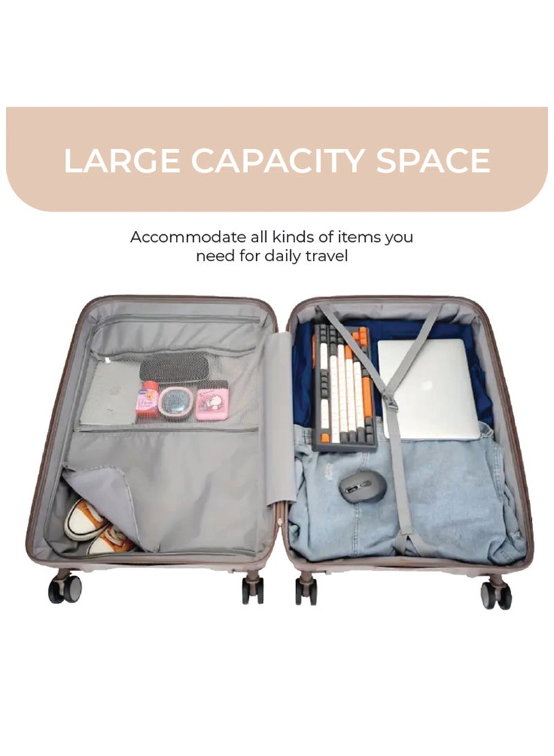 Reflection PP Carry On Suitcase Airline Approved, Scratchproof Lightweight 24 Inch  Luggage- 360° Silent Wheels, PP Hard Luggage Trolley, Spinner Wheels, Travel Luggage  (24-Inch , Beige) - Image 4