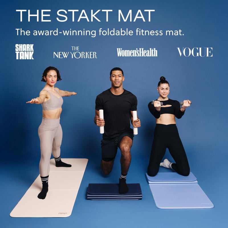 Stakt â€“ Foldable Multi-Purpose Fitness & Yoga Mat with Patented Design, Workout Mat with Non-Slip Surface, Portable & Lightweight, For Studio or Home Use, As Seen on Shark Tank (Rosewater) - Image 2